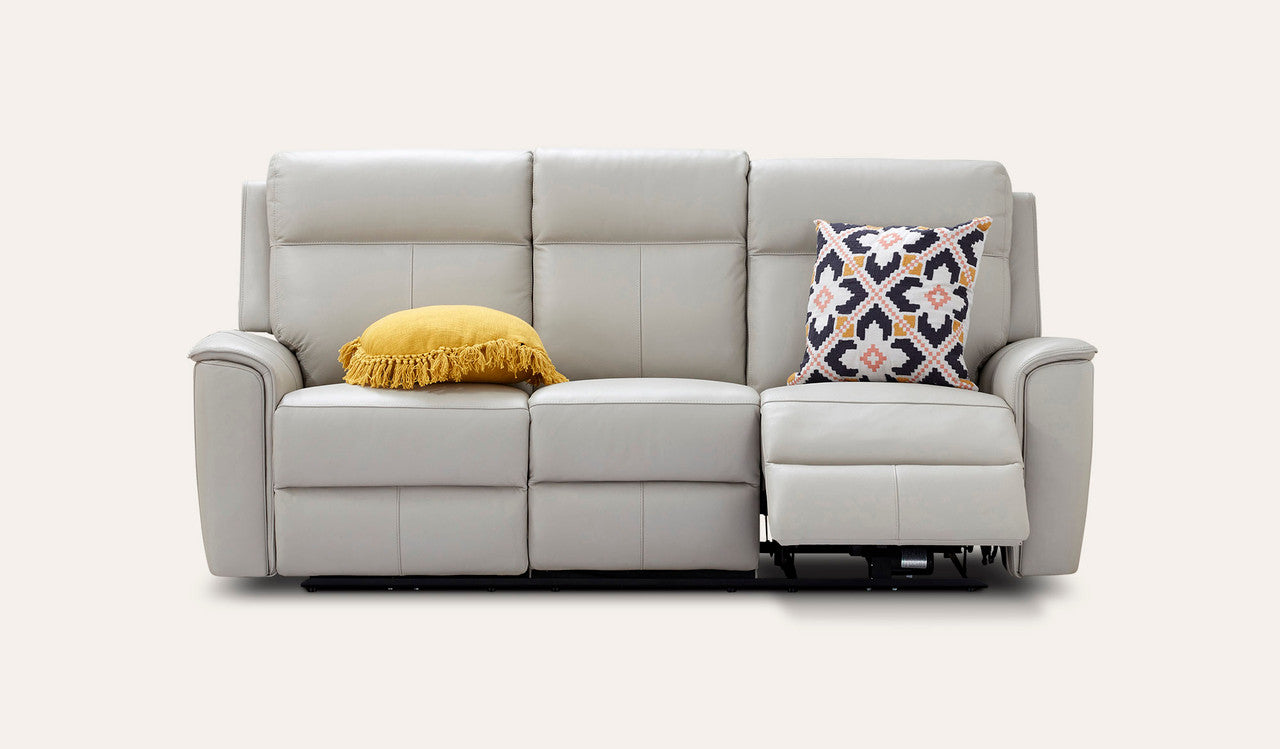 Archie Letherin Archie Leather Recliner 1/2/3 Seat Suite-Light Grey – Furniture Now ...