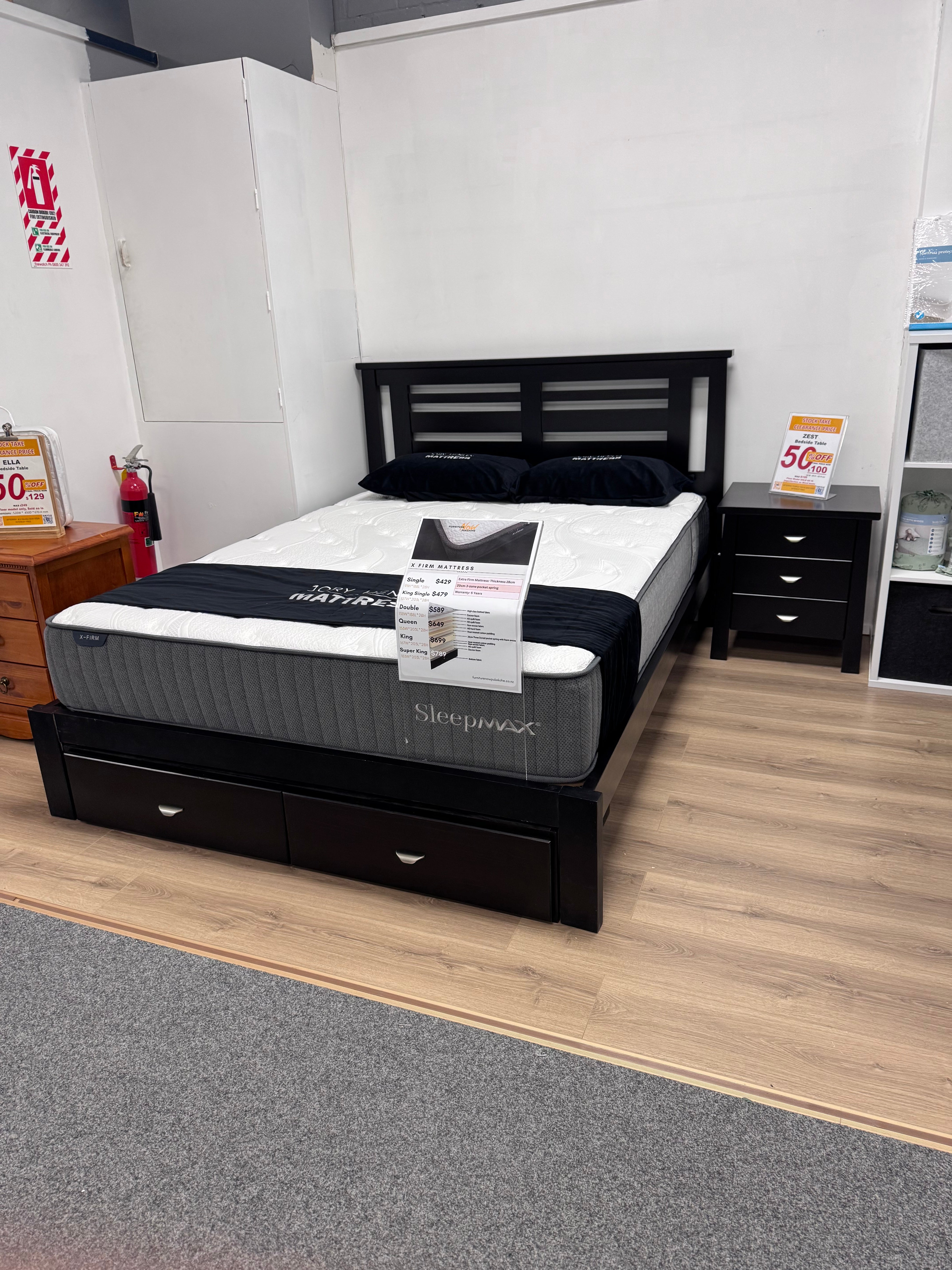 Zest Queen Bedframe with 2 Drawers