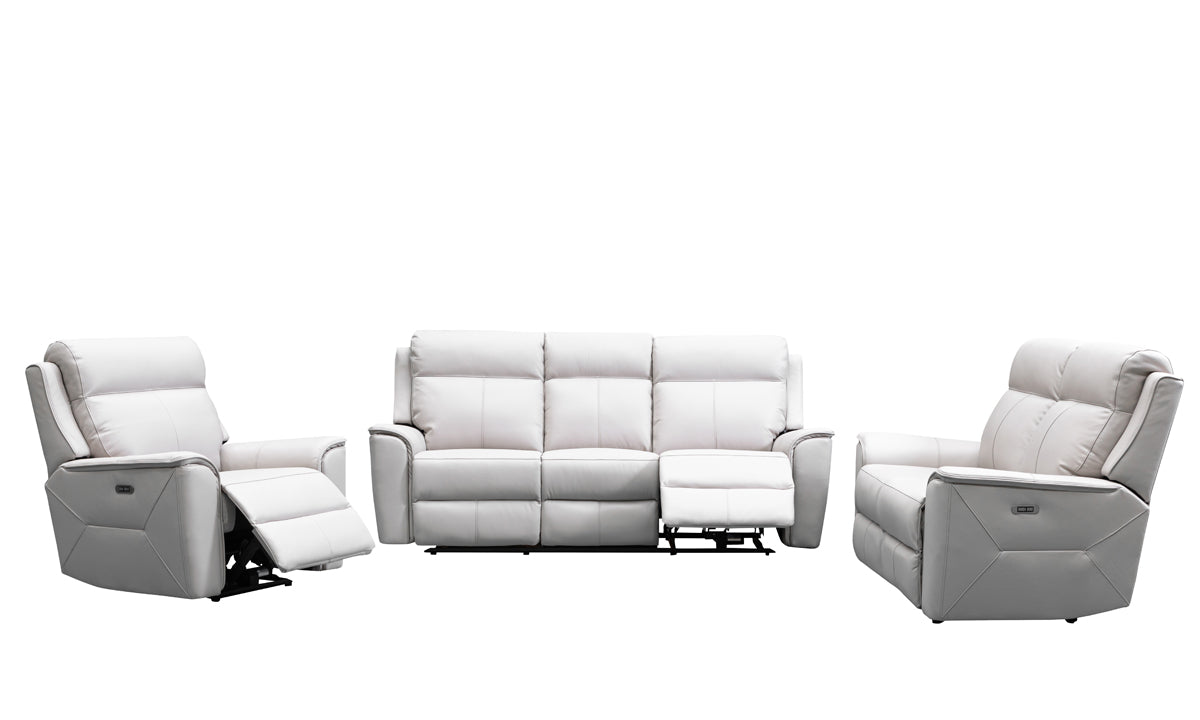 Archie Letherin Archie Leather Recliner 1/2/3 Seat Suite-Light Grey – Furniture Now ...